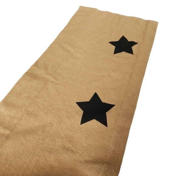 Burlap woven star print rustic window curtain valance 6ft long - Picture 3 of 13